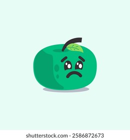 Green Aple vector designs in cool yellow color. Trendy cute illustrations patch.
