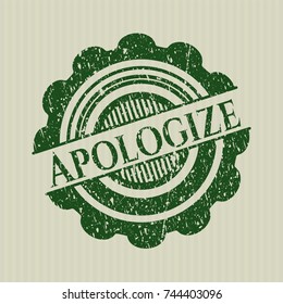 Green Apologize distressed grunge seal