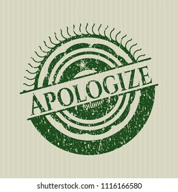Green Apologize rubber stamp