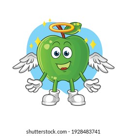 green apple angel with wings vector. cartoon character