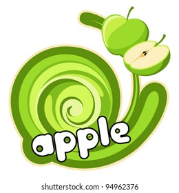Green apple. Background for design of packing. Vector illustration.