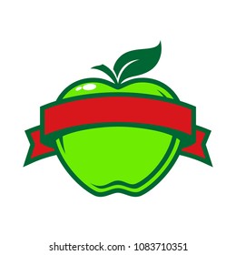 Green apple with banner