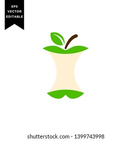 Green apple with a bite and leaf vector icon designs illustration logo