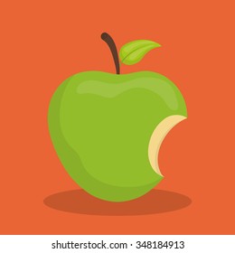 Green apple biten graphic design, vector illustration eps10