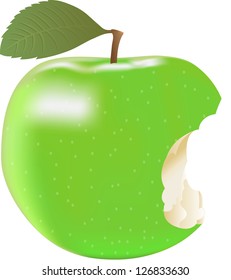 Green apple bitten.