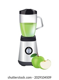 Green apple and blender. vector illustration