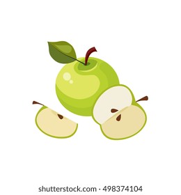 Green Apple Breakfast Food Element Isolated Icon
