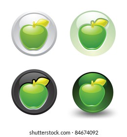 Green Apple button, set, web 2.0 icons, design element