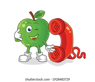 green apple call mascot. cartoon vector