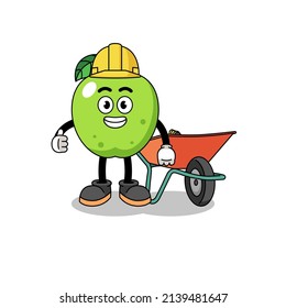 green apple cartoon as a contractor , character design