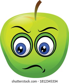 Green apple cartoon vector art and illustration