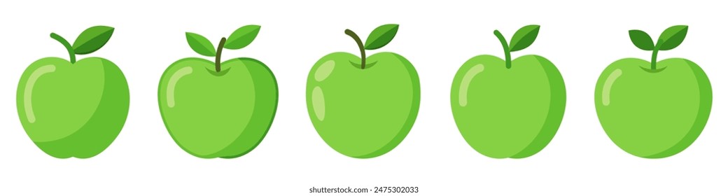 Grüne Apfel-Kollektion. Apple-Symbol. Vektorillustration