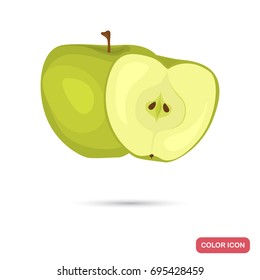 Green apple color flat icon for web and mobile design