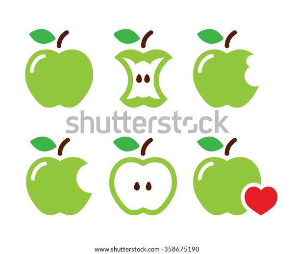 Download Green Apple Apple Core Bitten Half Stock Vector (Royalty ...