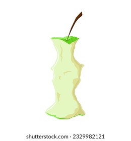 Green apple core. Vector flat illustration. Isolated on white.
