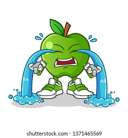 green apple cry mascot vector cartoon illustration