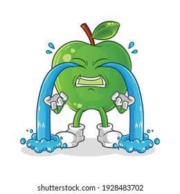 green apple crying illustration. character vector