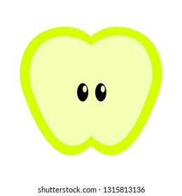 Green Apple - Cut Apple Fruit. Vector Illustration 