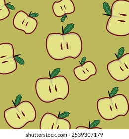 Green apple cut in half minimalist