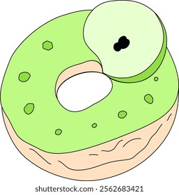 Green Apple Donut with Apple Slice