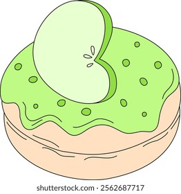 Green Apple Donut with Apple Slice as Topping