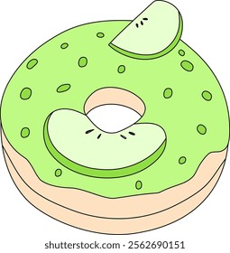 Green Apple Donut with Apple Sliced Topping