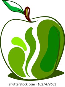 Green apple drawing, illustration, vector on white background