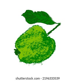 Dibujo de manzana verde aislado. Icono de esbozo de fruta. Ilustración a lápiz del símbolo de manzana para el logotipo de sidra orgánica, diseño de etiquetas de jugo, signo vegetariano, empaque frutado. Insignia vectorial de azúcar de fruta.