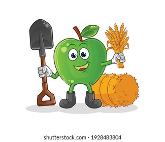 green apple farmer mascot. cartoon vector