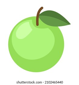 Green apple flat icon emoji isolated on white background