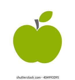 Green apple flat icon. Vector illustration