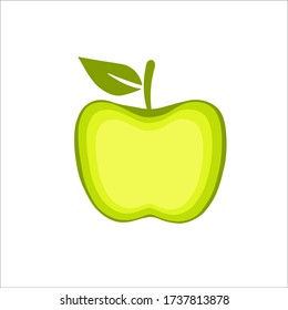 Green apple flat illustration on a white background.