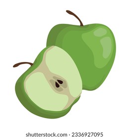 green apple fresh fruit, icon isolated design