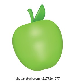 Icono 3d de manzana verde aislado en fondo blanco. Emoji vector realista