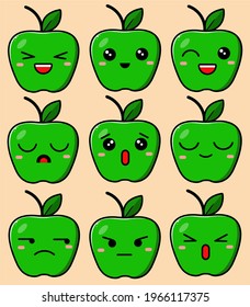 green apple fruit design vector illustration of emoticon