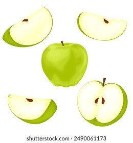 manzana verde, manzana, fruta, fruta verde, fruta saludable, Vector de manzana, icono de manzana,
