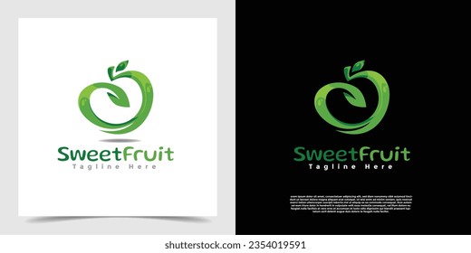 Plantilla vectorial del logotipo del icono de manzana verde