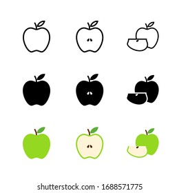 Green Apple Fruit Icon : Suitable for Fruits and Vegetables Theme, Infographics and Other Graphic Related Assets.