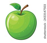 Green Apple Fruit Illustration on White Background