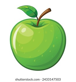 Green Apple Fruit Illustration on White Background