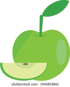 Green apple fruit isolated element vector