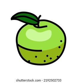 green apple fruit leaf color icon vector. green apple fruit leaf sign. isolated symbol illustration