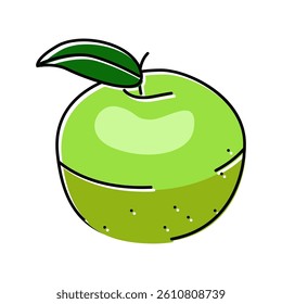 green apple fruit leaf color icon vector. green apple fruit leaf sign. isolated symbol illustration