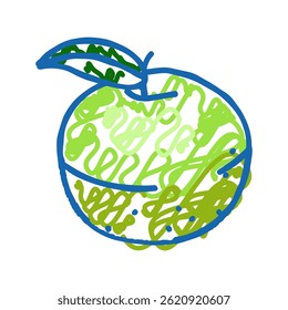 green apple fruit leaf doodle icon sketch vector. green apple fruit leaf sign. isolated symbol illustration
