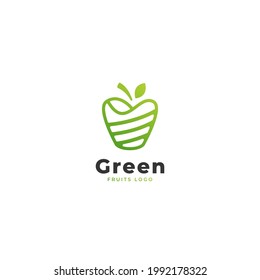 Green apple fruit logo icon simple style
