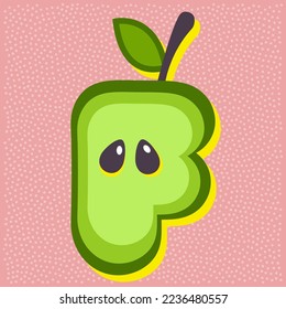 Green apple fruit style alphabet text, letter F
