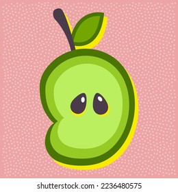 Green apple fruit style alphabet text, namber 9