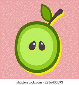 Green apple fruit style alphabet text, namber 0