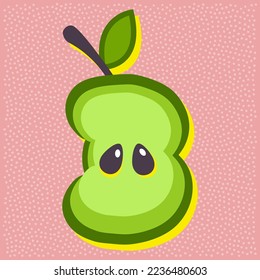 Green apple fruit style alphabet text, namber 3