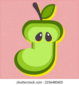 Green apple fruit style alphabet text, letter J